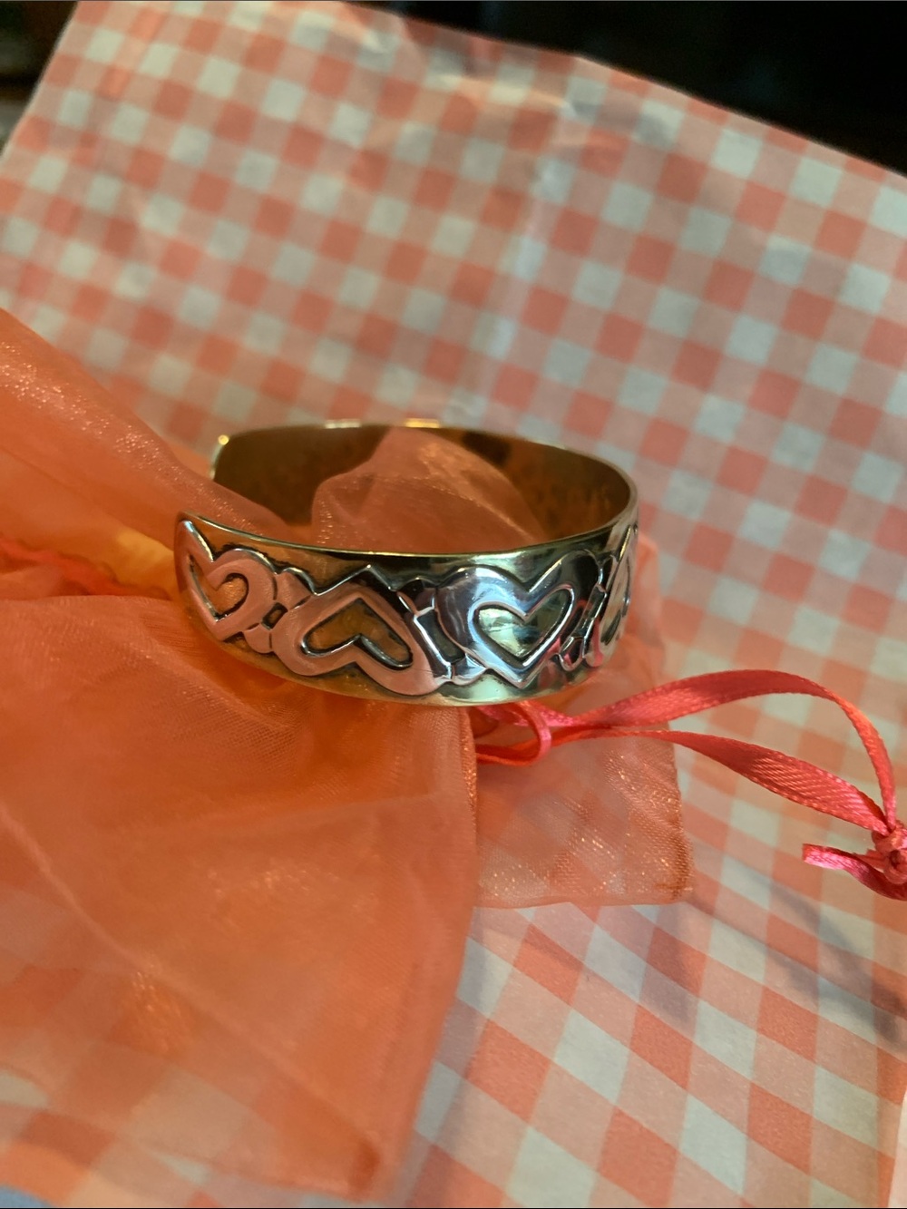 Jeep collins silver and brass heart cuff bracelet - Picture 6 of 13